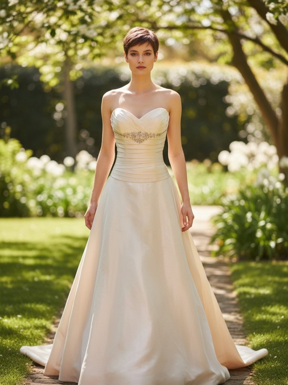 Casablanca Strapless Cream Bridal Gown with Jeweled Waist Size 4